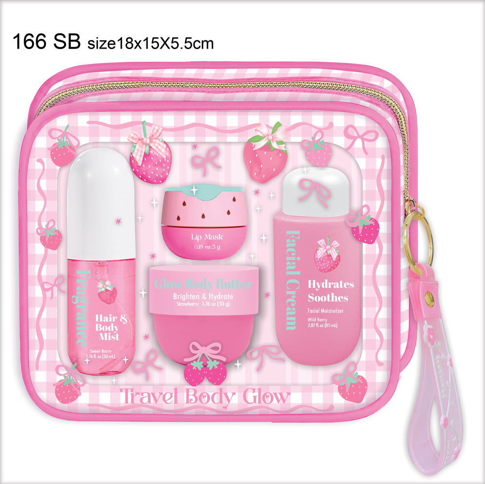 Strawberry Travel Body Glow Set