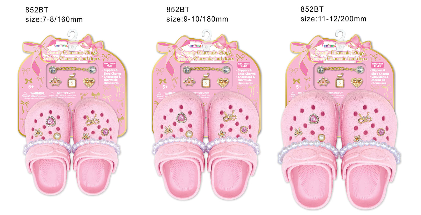 Comfy Charmie Clogs- Pink Bowtiful