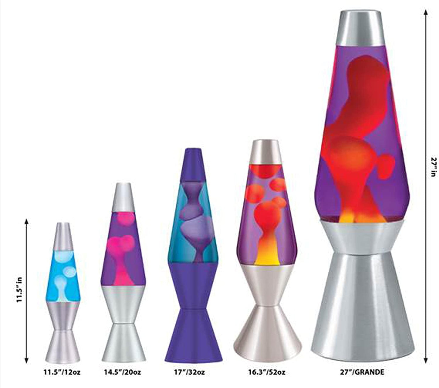 14.5 Inch Lava Lamp - Yellow/Blue/Silver