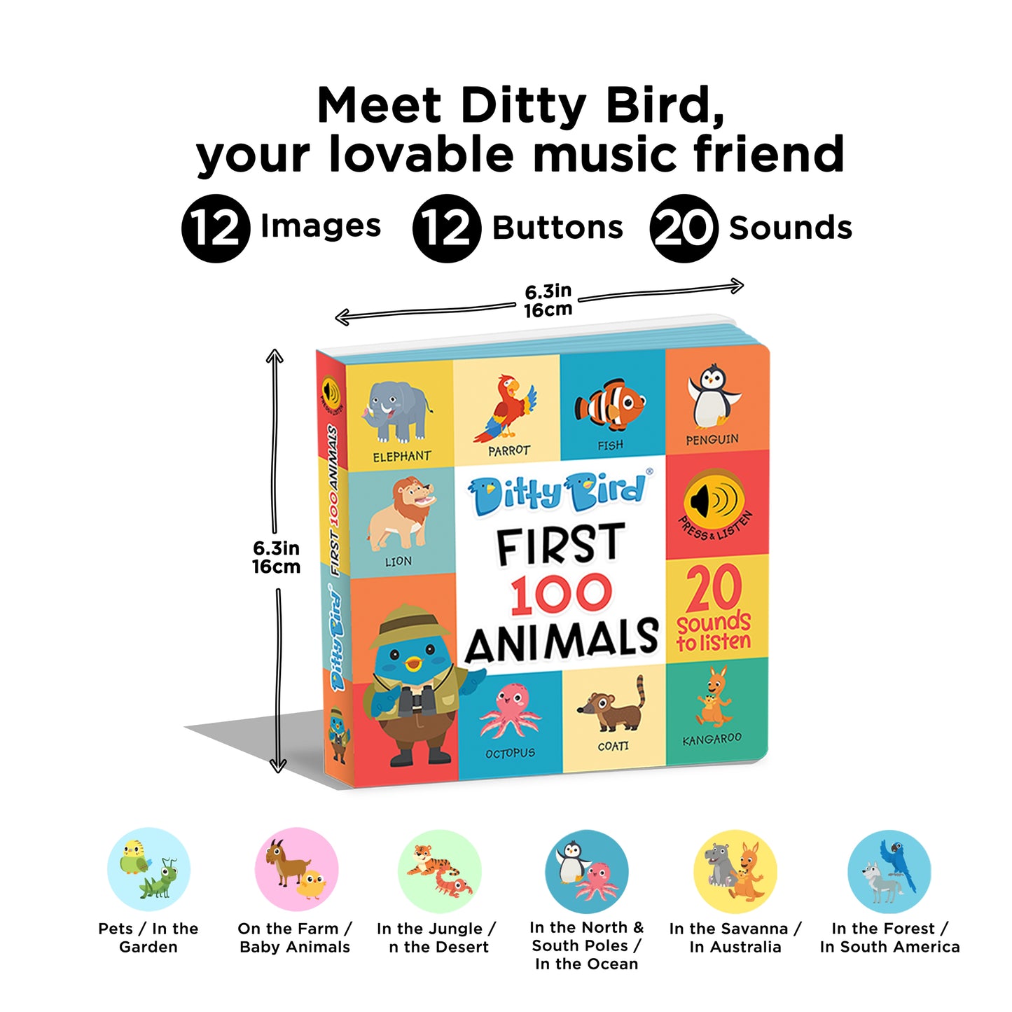 Ditty Bird First 100 Animals Book