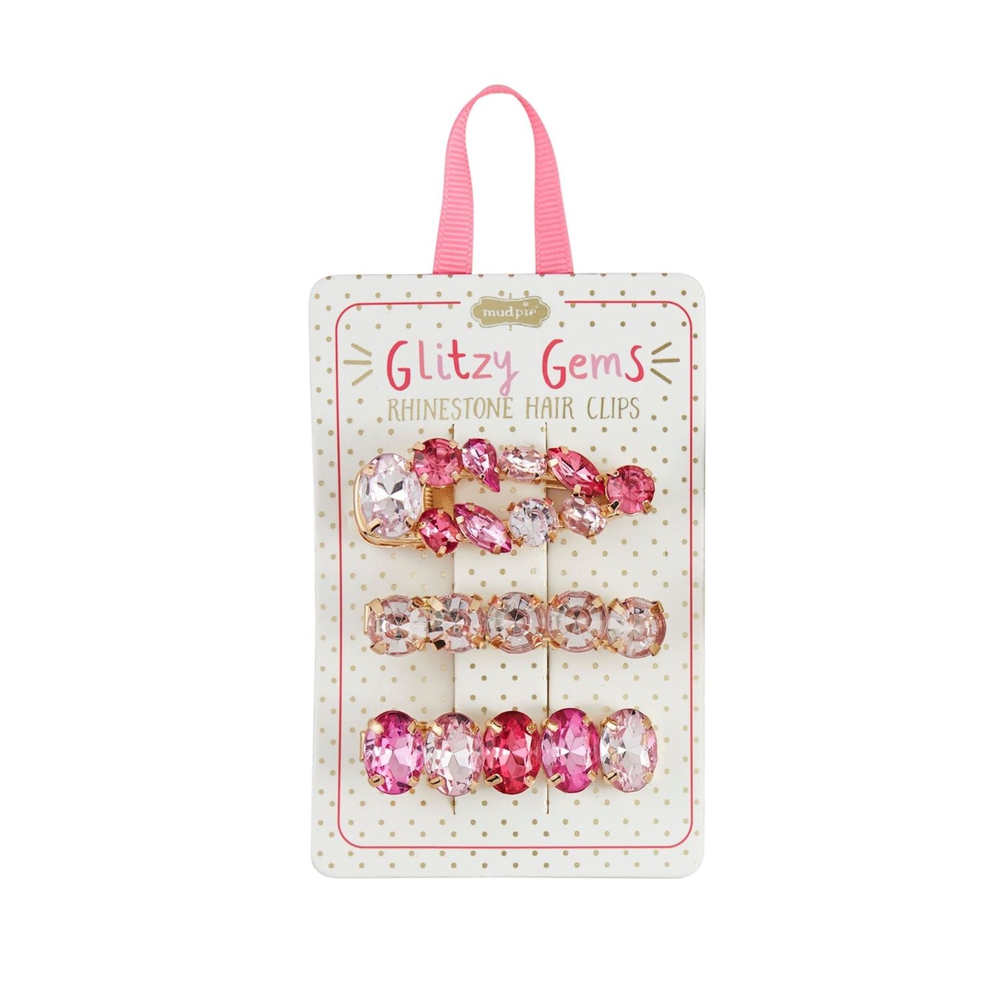 Hot Pink Glitzy Gems Hair Clips