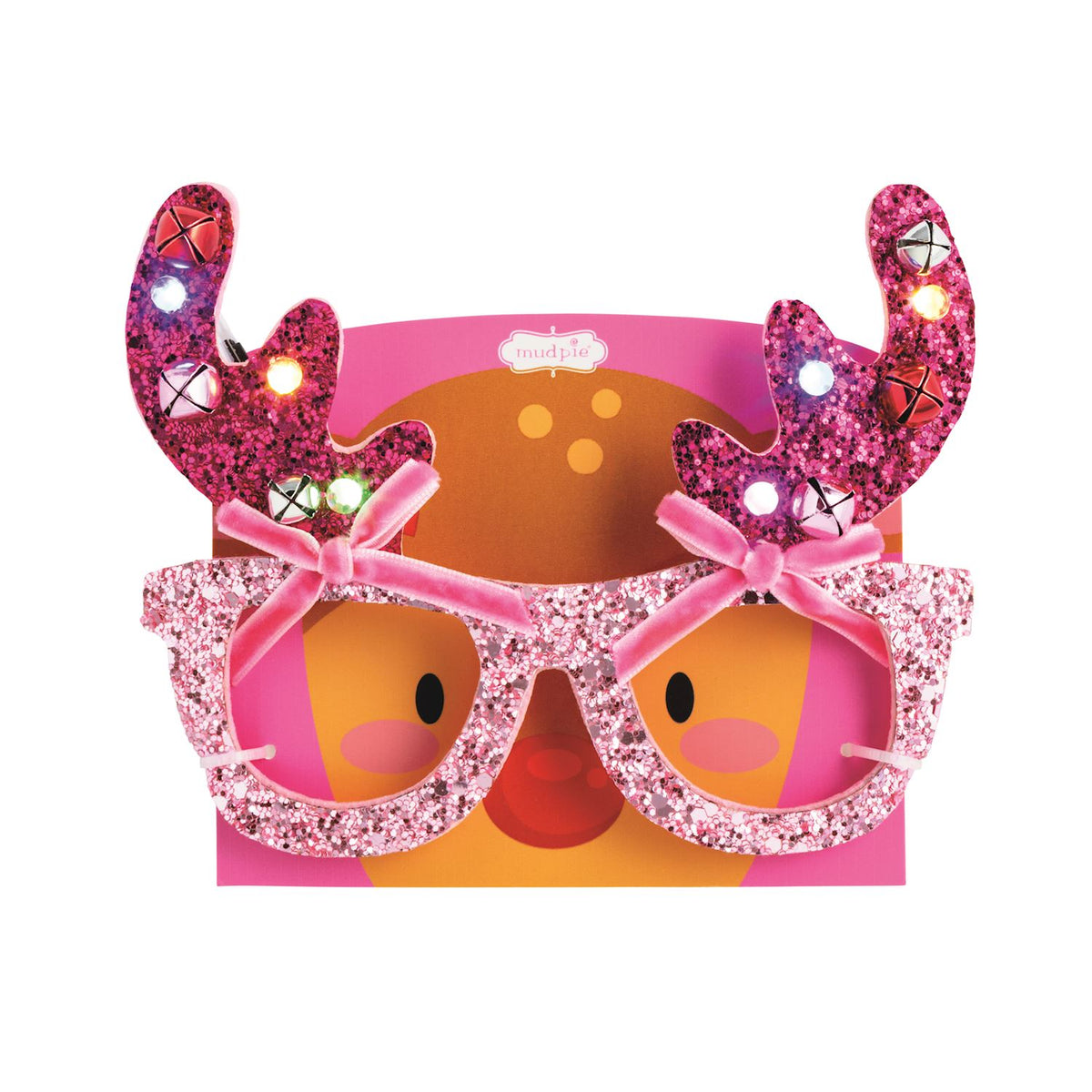 Pink Reindeer Light Up Glasses
