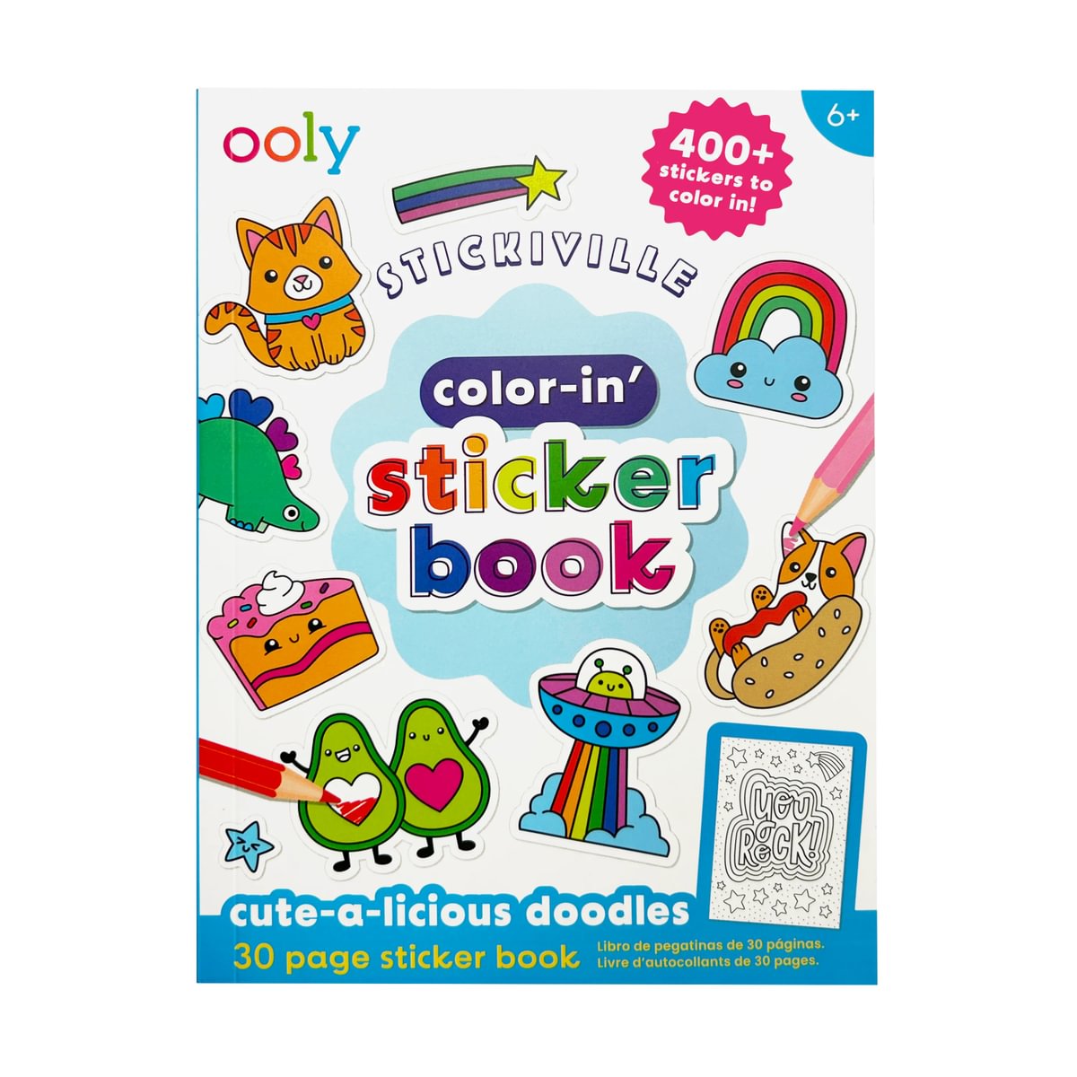 Color in Sticker Book Cute Doodles