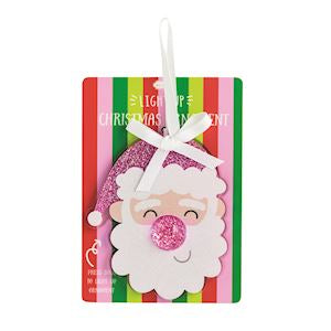 Pink Santa Light Up Ornament