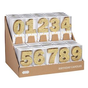 Gold Glitter Number Candle