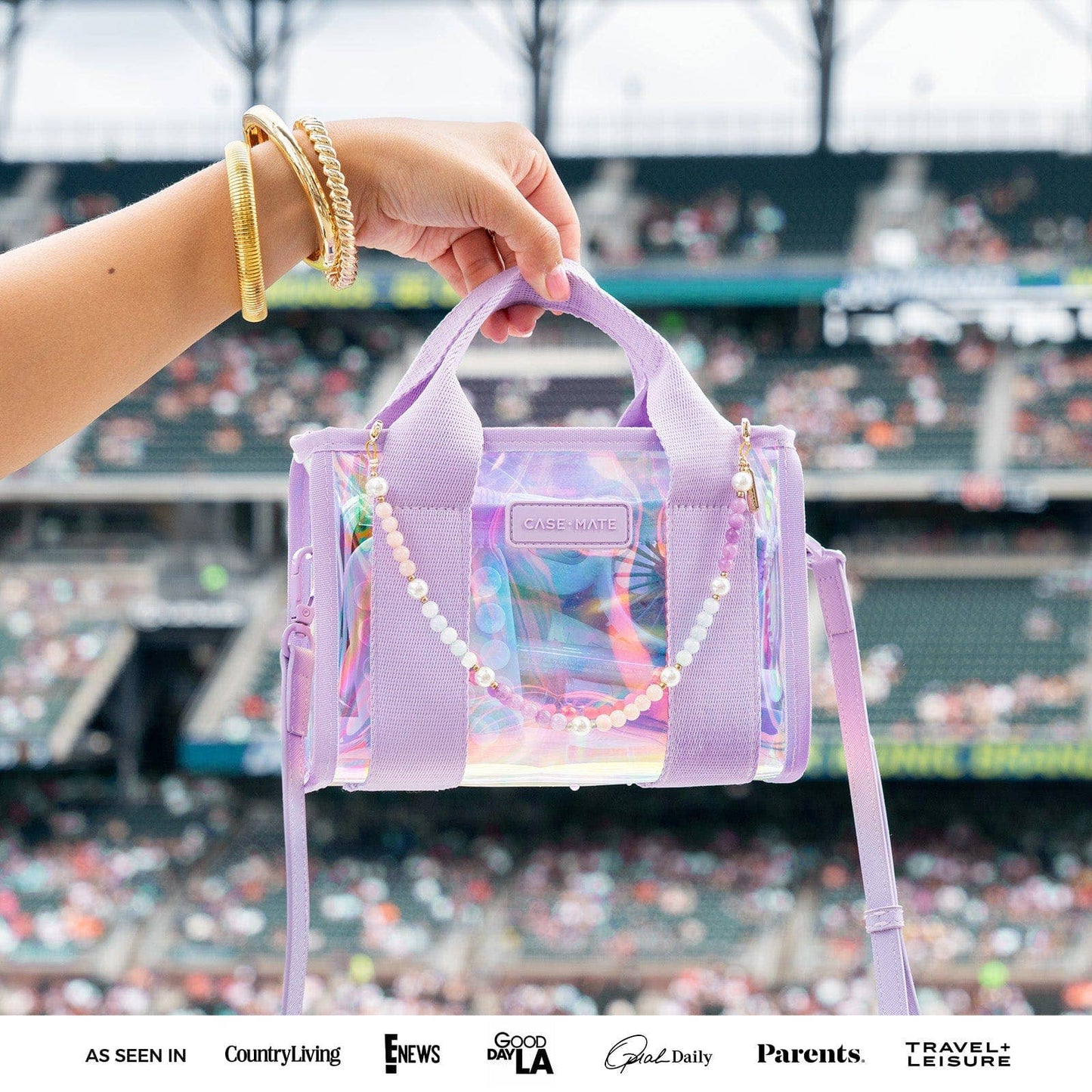Case-Mate Clear Stadium Bag: Varsity Red Bow