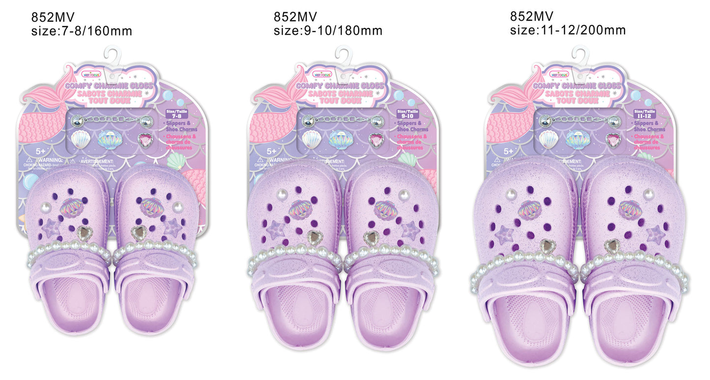 Comfy Charmie Clogs- Purple Mermaid Vibes