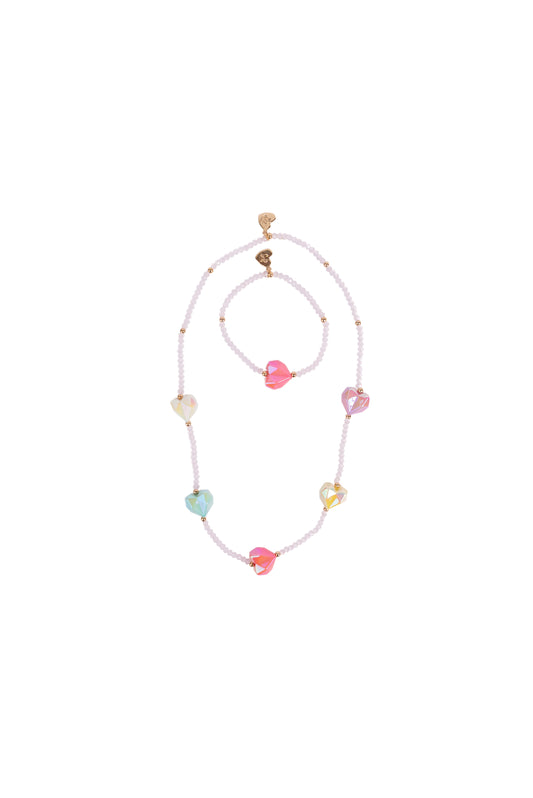 Heart Geode Necklace & Bracelet Set