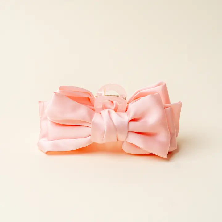 Satin Bow Claw Clip Blush