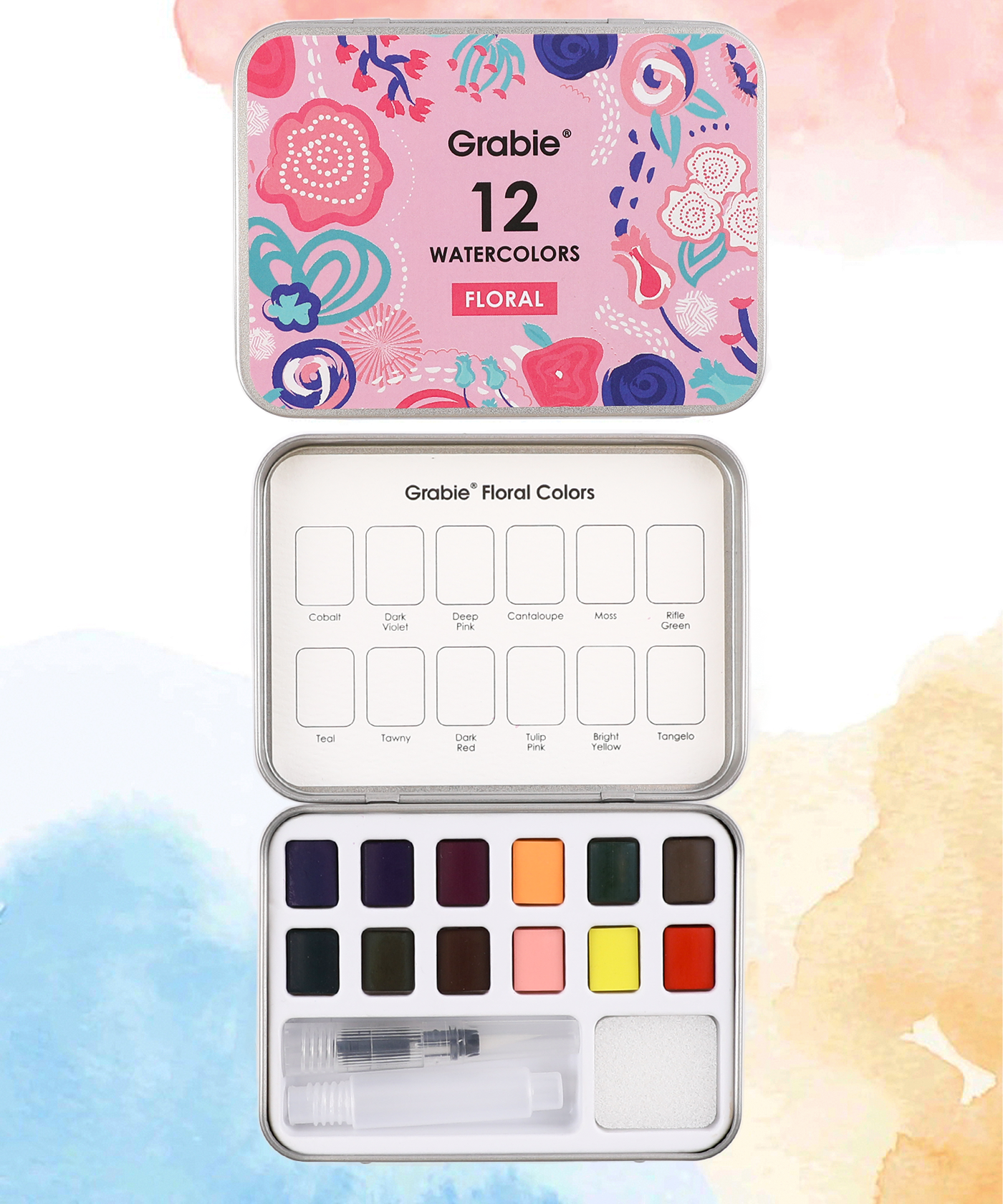 Floral Watercolor Tin