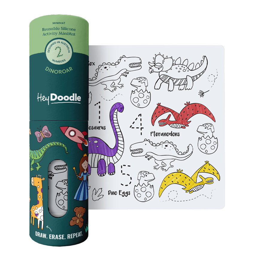 Mini Silicone Coloring Mat- Dino Roar