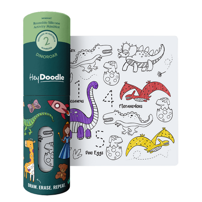 Mini Silicone Coloring Mat- Dino Roar