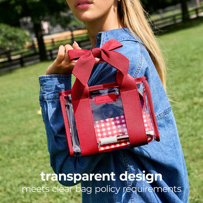 Case-Mate Clear Stadium Bag: Varsity Red Bow