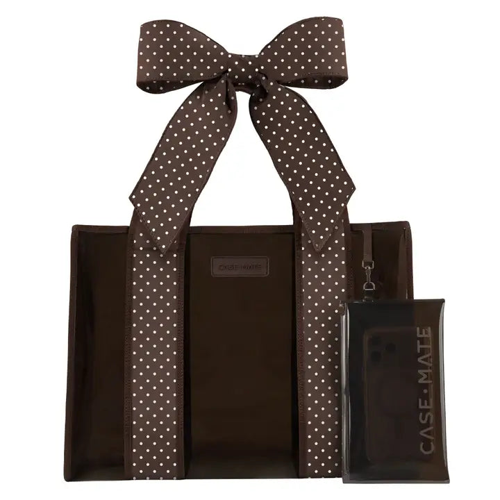 Case-Mate Espresso Polka Dot Bow Jelly Tote