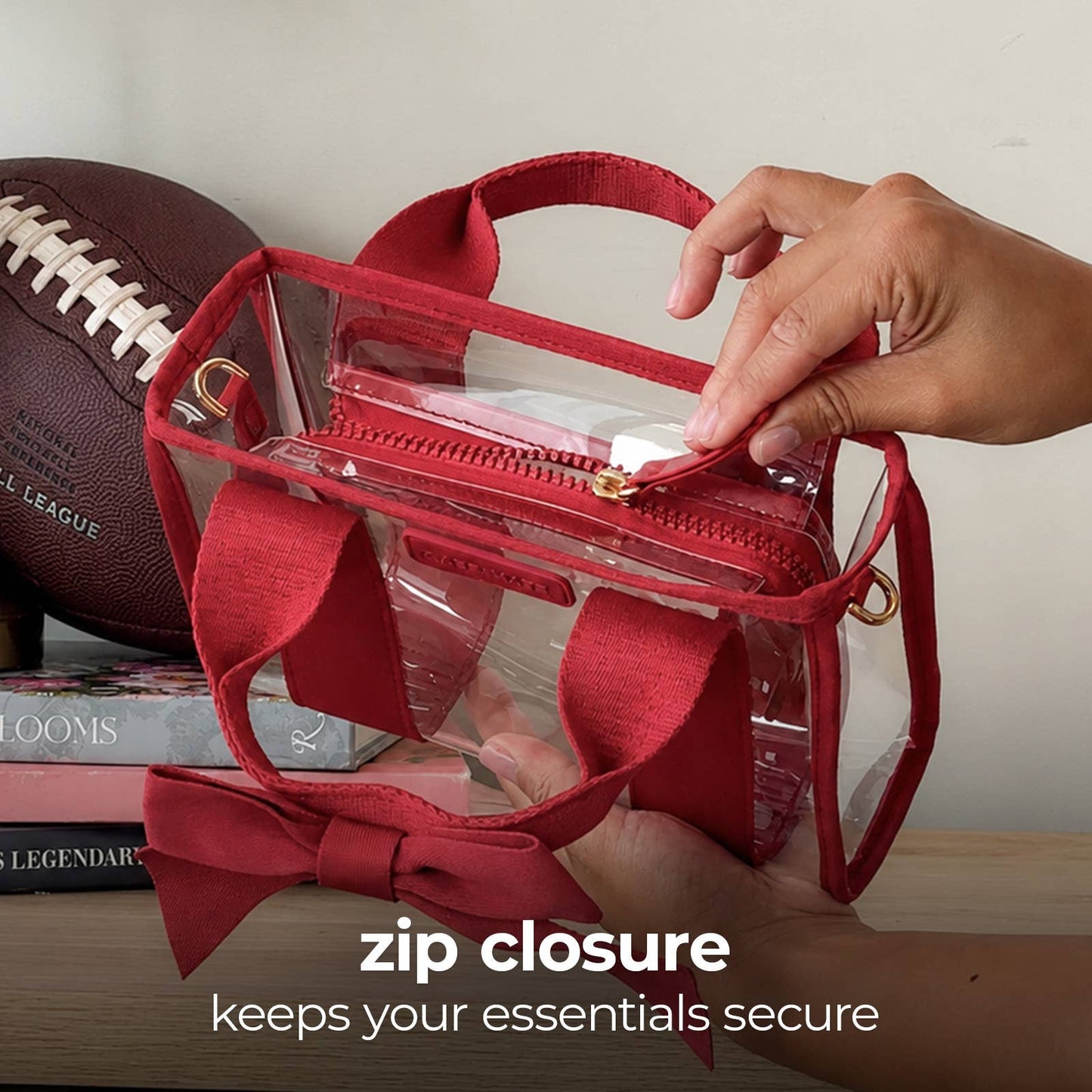 Case-Mate Clear Stadium Bag: Varsity Red Bow