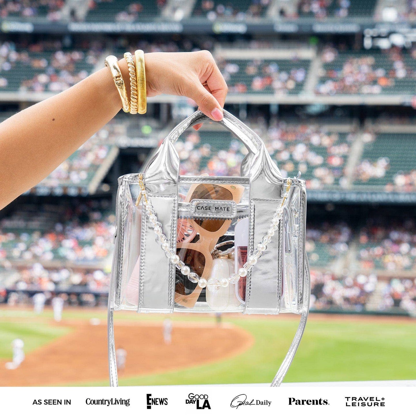 Case-Mate Clear Stadium Bag: Varsity Red Bow