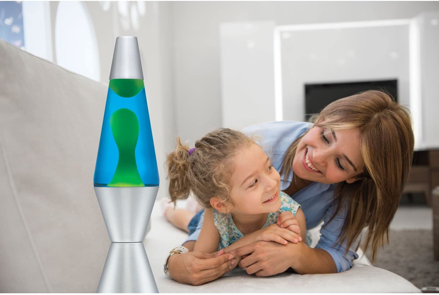 14.5 Inch Lava Lamp - Yellow/Blue/Silver