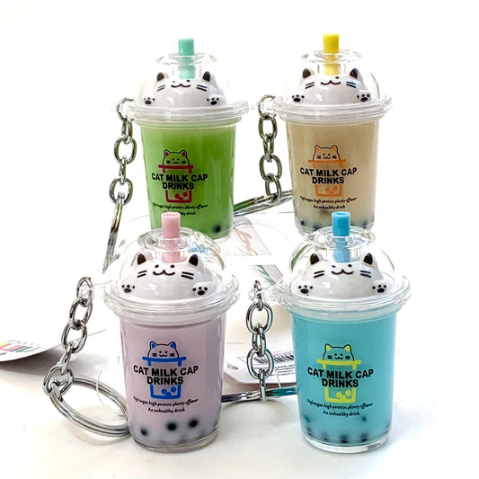 Boba Tea Cat Charm Keyrin