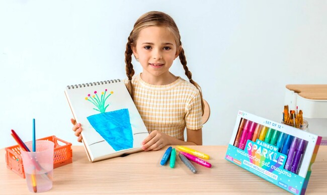 Rainbow Sprkl Gel Crayons